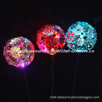 Solar 3-in-1 Metal Flower Ball Garden Stake with LED